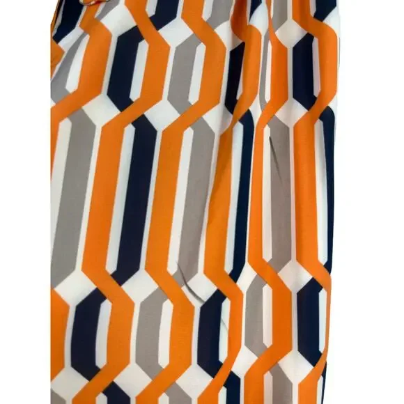 Du Jour QVC Wide Leg Geometric Orange Pants With Tie Waist XXSP - Picture 4 of 6